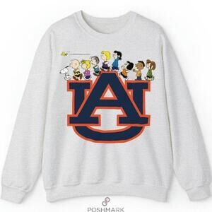 Auburn The Gang Snopy Football Hockey Baseball Sweatshirt Grey